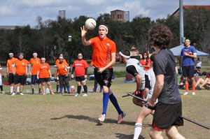 quidditch team practicing on Pritchett field