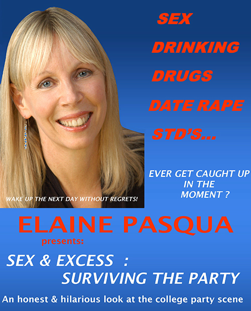 poster with image of Pasqua and catchphrase Sex and Excess Surviving the Party