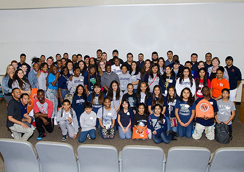 Wells Middle School students posing for picture