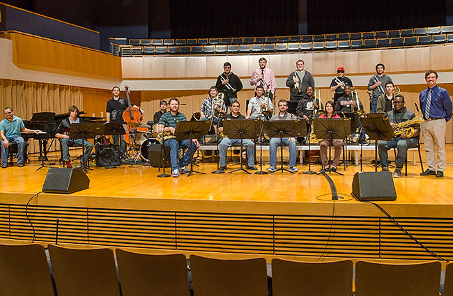 Jazz Ensemble on stage in the Performing Arts Center
