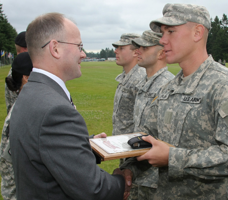 Burling receiving award