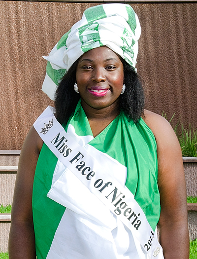 Opara wearing Miss Face of Nigeria 2013 sash