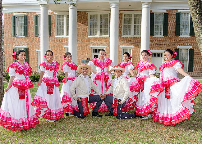Students posing in dance dress