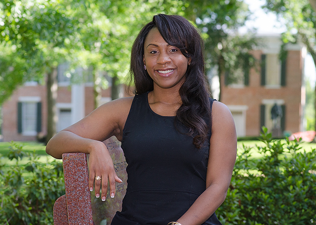 Williams in front of Austin Hall