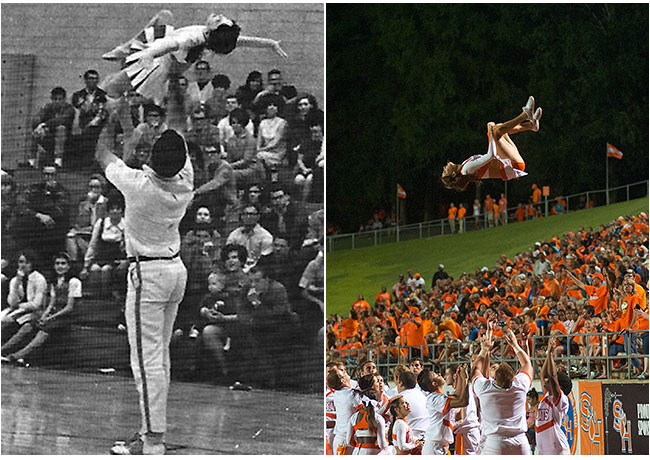 photo of Jimmy Ferris cheering and photo of Danielle Ferris cheering