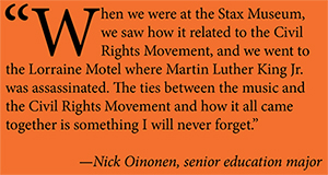 quote from senior education major Nick Oinonen