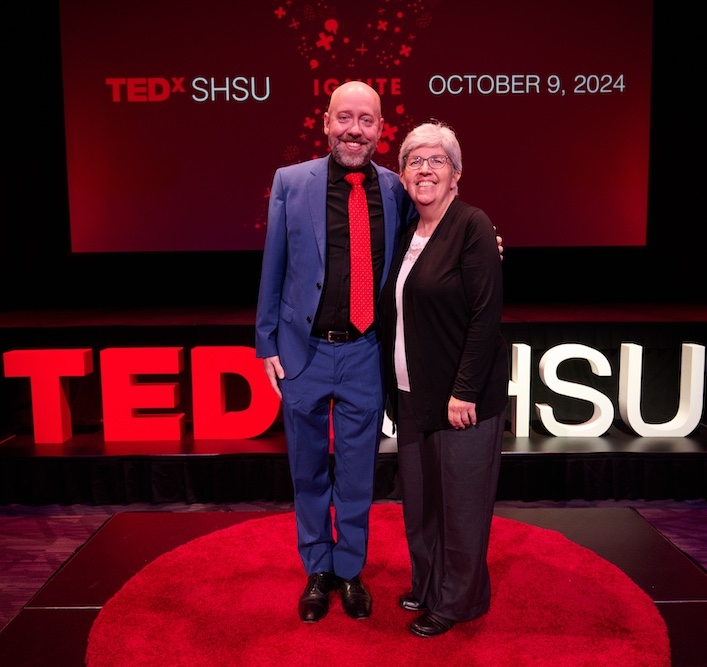 TEDxSHSU Co-Directors Paul Eaton and Ren&eacute;e Gravois.