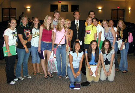 Tuchman with Kline High students